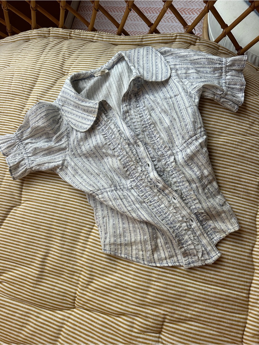 Pilcro White and Blue Striped Button-Down Blouse